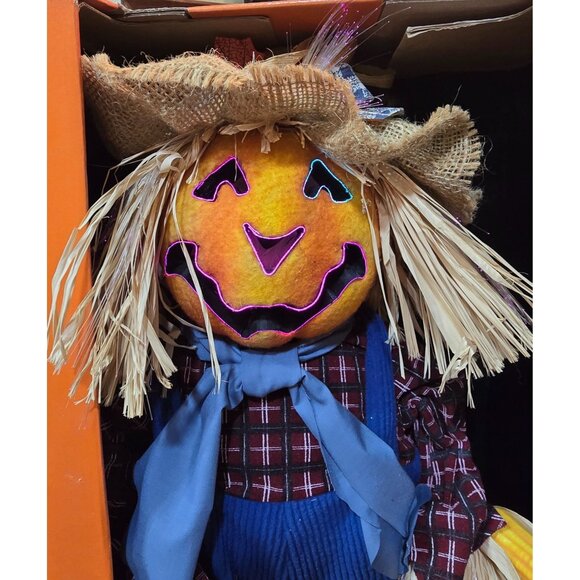 24" Gemmy Fiber Optic Scarecrow Works Great Halloween Fall Decor - Picture 5 of 7